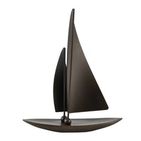 Sailboat Statue with Curved Hull Matte Black Sailboat Sculpture Minimalist Sailing Boat Model for Office Desk