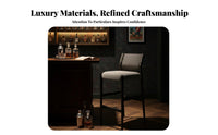 Sturdy Construction Solid Wood Bar Stool with Backrest Luxurious Cushioned Seat High Back Counter Stool Wear-Resistant Upholstery Upholstered Kitchen Island Chair Minimalist Design for Adults, Homeowners, Interior Designers, Pub, Dining Area