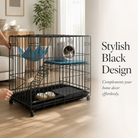 Large Indoor Cat Cage with Litter Box, Multi-Tier Cat Villa with Free Space