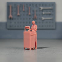 Miniature Figure with Equipment Stand Unpainted Automotive Worker Figures Resin Diorama Figure