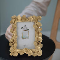 Ginkgo Leaf Photo Frame Freestanding Ornate Ginkgo Leaf Picture Frame for Newlyweds, Couples, Bedroom, Living Room
