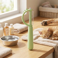 Cat Brush and Pet Hair Remover for Grooming, Silicone Cat Hair Remover with Anti Slip Grip, Dog Hair Remover for Curly Hair, Dog Washing Tool