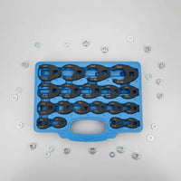 19 Pieces Rust Resistant Fuel Line Wrench Set Metric Sizes Oil Line Wrench Set Portable Storage Case CR-MO Steel for Mechanics, Auto Repair Shop, Garage