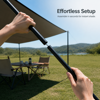 Heavy-Duty Adjustable Tent Awning Poles for Outdoor Camping