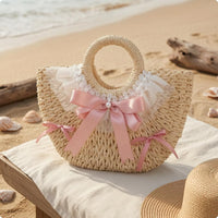 Handbag Bow Trapezoid Handbag Woven Fashion Accessory