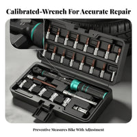 25 Pieces 2.5-30 Nm 25-Piece Cycle Force Wrench Kit Mini Bike Force Wrench Kit Molded Compartments Repair Tool Metal Sockets
