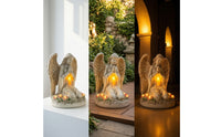 Kneeling Angel Figurine Weatherproof Angel Statue with Lantern Elegant for Grave