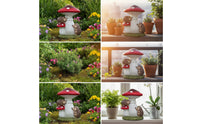 Fungus Statue with Hedgehogs Ceramic Fungus Hedgehog Figurine Toadstool Ornament Whimsical Cute for Gardeners, Patio