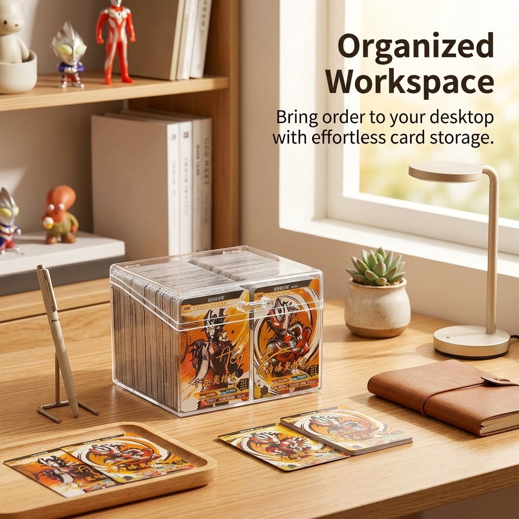 6 Grid Transparent Card Storage Box with Flip Lid, Desktop Card Holders Organizer Case for Small Items