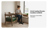 Retro Design Upholstered Armchair Minimalist Design Upholstered Wooden Armchair Comfortable Upholstery Cafe Seating Sturdy Construction for Restaurant Managers, Interior Designers, Coffee Shop, Reception Area, Living Room, Home Office