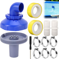 360-Degree Rotation Swimming Pool Inlet Nozzle Kit Hose Clamps Rotatable Pool Elbow Nozzle Sealing Tape Threaded Adapter