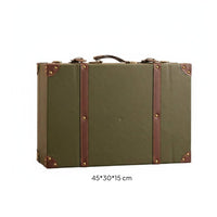 Vintage Suitcase Trunk Stitched Trim Storage Chest Decorative Straps