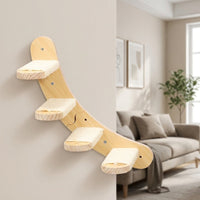 Cat Climbing Wall with Wooden Shelf and Perch, Modern Frame Including House and Pad, Indoor Furniture for Large Cats and Kittens