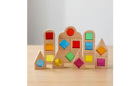 40 Pieces Wooden Building Blocks with Acrylic Colorful Building Blocks with Acrylic Openings Toy for Daycare