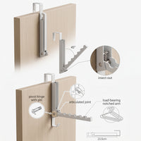 2 Pieces Foldable over-the-Door Hooks Space-Saving over the Door Hanger Slim Versatile for Bathroom, Entryway