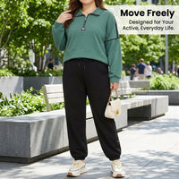 Joggers for Women UK with High Waist and Drawstring, Cuffed Tracksuit Bottoms in Polyester Blend, Baggy Fit Ladies for Sports and Work