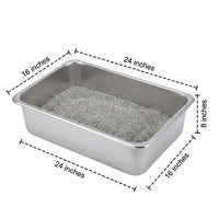 Large Stainless Steel Cat Toilet Tray, Deep Basin Open Pan for Big Cats, Easy Cleaning Steel Receptacles for Indoor Use