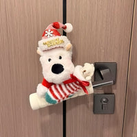圣诞系列可爱西高地圣诞小狗门把手保护套入户防碰撞防静电护套 红帽红围巾（左开门）
