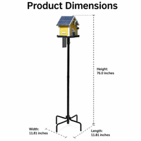 Minimalist Tall Black Birdhouse Pole Stand, Heavy Duty Metal with 5-Prong Base, Adjustable for Garden Backyard Outdoor