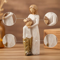 New Mom Mother and Child Figurine Hand-Carved Look Mother and Child Statue Wood-Like Resin Figurine with Engraved Base First Time Mothers for Collectors, Shelf, Desk, Memorial Display