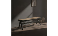 Woven Wood Bench with Rattan Seat Minimalist Rattan Bench Multipurpose Furniture Modern-Retro for Small Apartments