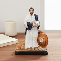Evangelist Figure the Apostle Statue Classical Design St Mark with Winged Lion Figurine Christmas Gift Religious Statue Home Decor for, Office Desk