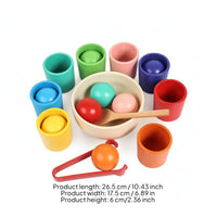 Sorting Toy with Cups and Balls Wooden Educational Sorting Set Educational Balls in Cups Toy for Young Children, Preschoolers, Homeschooling, Playroom