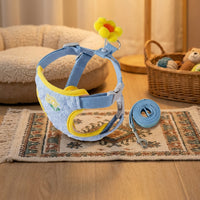 Small Dog Harness and Cat Walking Set with Plaid Hat, 3-Piece Pet Walking Set for Outdoor Training, Non-Retractable Dog Walking Set for Gear