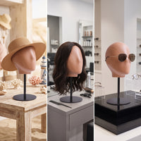 Fiberglass Mannequin Head Stand Tabletop Mannequin Head with Metal Base Long-Lasting Hat Display Stand Stable for Hair Stylists, Dressing Rooms