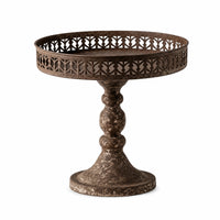Decorative Iron Pedestal Tray Rustic Tray with Cutout Rim Farmhouse Stable for Cafes
