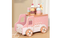12 Pieces Wooden Ice Cream Stand Gift Idea Toy Ice Cream Truck Educational Dessert Vending Stand Toy for Girls, Kids, Playroom, Nursery