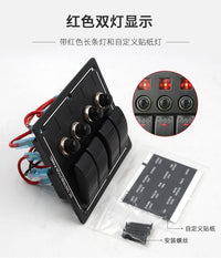 RV Modification Switch Panel Waterproof Yacht LED Rocker Switch 12-24V Aluminum Plate Overload Protector