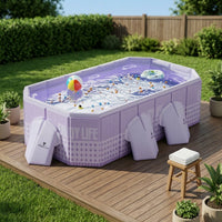 No-Inflation Foldable Pool with Support Legs Heavy-Duty Rectangular Frame Pool Stable Thickened for Families, Kids