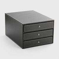 PU Leather Desk Storage with Drawers, 3 Tier Desktop Organizer for Office, File for A4 Documents, Paper for Professionals