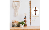 2 Pieces Natural Finish Wall Rosary Decoration Rustic Look Large Prayer Beads for Bedroom
