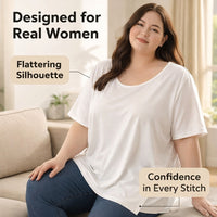 T Shirts for Women in Extended Sizes with Round Neck and Short Sleeves, Ladies Tshirts in Loose Fit, Casual Tops