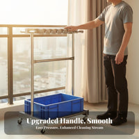 Easy Mobility Mobile Mop and Broom Holder Rust-Resistant Mop and Broom Organizer Space-Saving Design Freestanding Cleaning Tool Rack Long-Lasting Construction for Janitors, Balcony, Garage, Commercial, Hospital