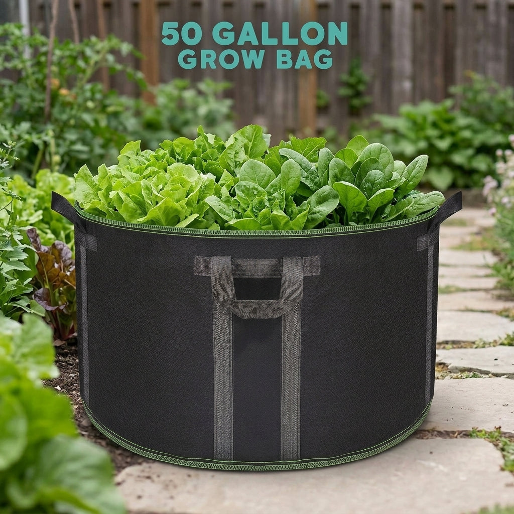 50 Gallon Grow Bag, Breathable Non-Woven Planter for Potato & Vegetable, 75x40cm Floor-Standing Plant Grow Bags