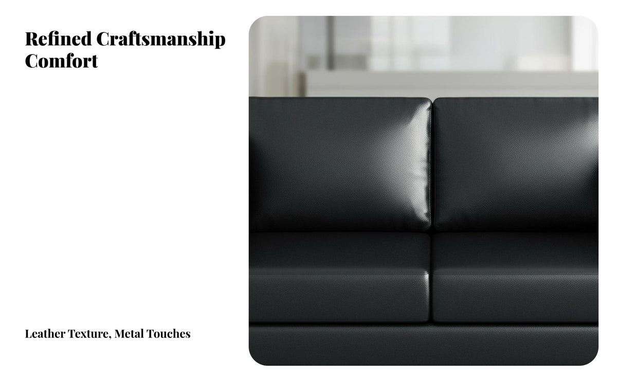 Matte Finish 3-Piece Black Minimalist Couch Set Modern Design 3-Piece Couch and Chair Set Easy to Clean Office Furniture Sturdy Frame for Businesses, Clients, Reception Area, Business Meeting Space, Waiting Room