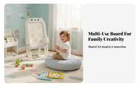 All-in-Single Kids Drawing Easel Sturdy Kids Art Easel Easy to Stow Whiteboard Stand Foldable for Toddlers, Preschoolers, Parents, Playroom, Bedroom, Classroom, Kindergarten