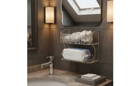 Wall-Mounted Bathroom Storage Shelf, Doubletier Organizer for Washbasin, Tissue, Cosmetics