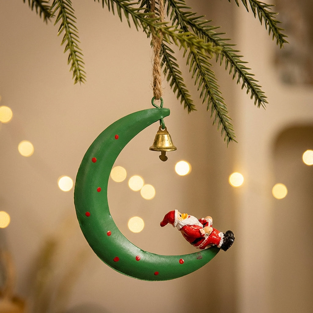 Metal Easter and Christmas Ornament Design Christmas Tree Hanging Decoration Festive Design Snowman Santa Elk Ornament for Homeowners, Stairs, 4.33 x 3.15 x 1.18 Inches