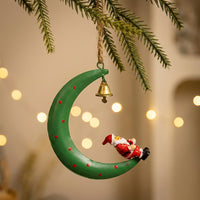 Metal Easter and Christmas Ornament Design Christmas Tree Hanging Decoration Festive Design Snowman Santa Elk Ornament for Homeowners, Stairs, 4.33 x 3.15 x 1.18 Inches