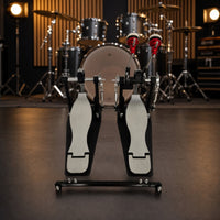 twoFoot Double Bass Drum Pedal Professional Double Pedal with Linking Shaft Sturdy Responsive for Drummers, Rehearsal Areas