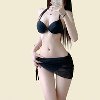 Swimsuit for Girls and Women with Padded Bra Support, Three-Piece Bikini Set with Underwire and Milk Silk Material