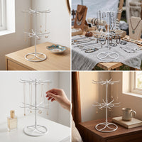 Danyuan Creative Iron Art Two-Tier Jewelry Display Stand for Necklaces, Bracelets, Cosmetics, and Lipsticks