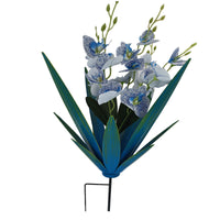 Metal Agave Stake with Faux Orchids Artificial Patio Decoration Low-Maintenance
