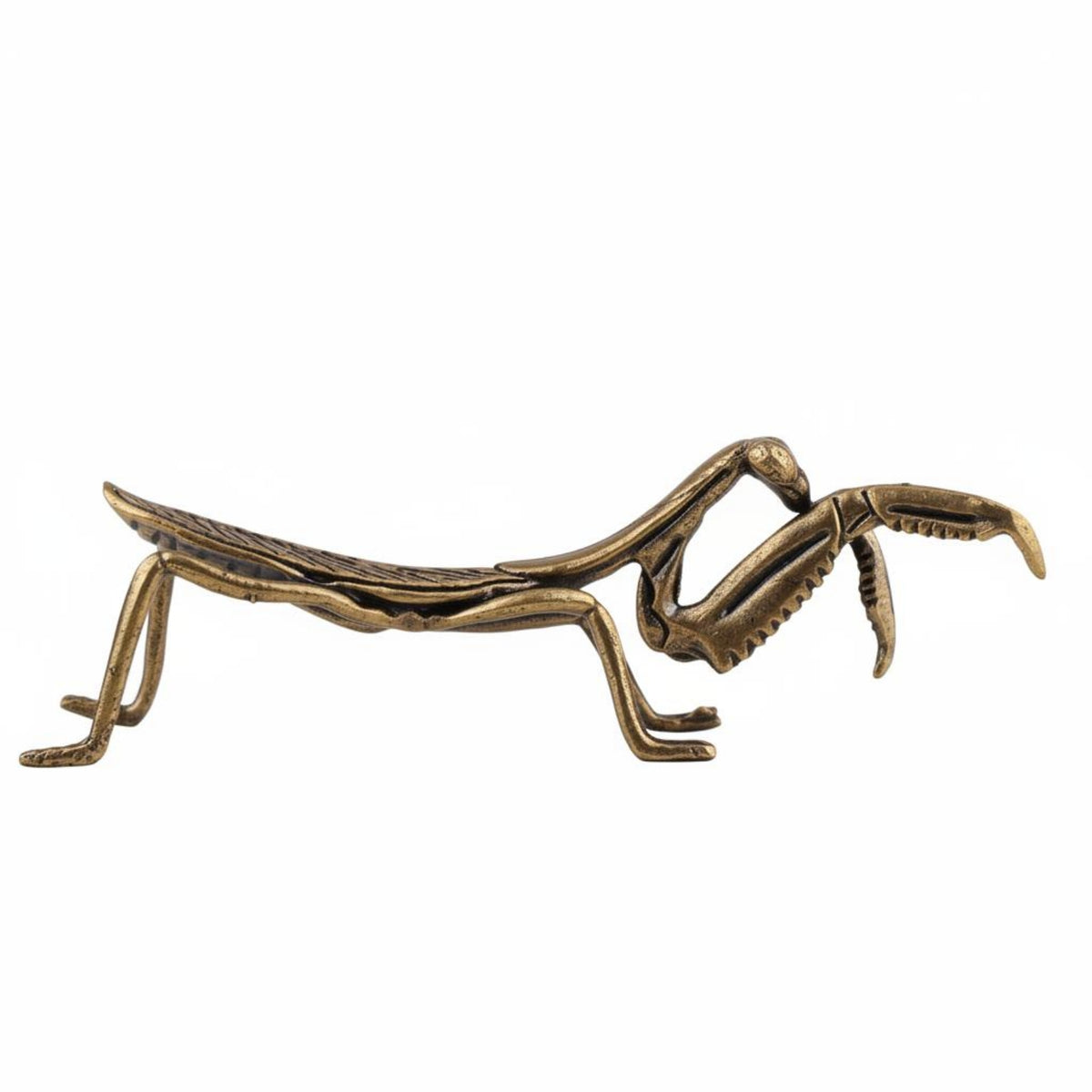Detailed Craftsmanship Praying Mantis Tea Pet Lifelike Intricacy Antique Copper Mantis Ornament Collectible Art Piece Solid Copper Sculpture for Collectors, Shelf Display