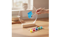 DIY Handprint Plaque Personalizable Acrylic Plaque with Wooden Base Personalized Acrylic Sign with Wood Rack for Families, Parents, Desk, Shelf