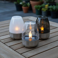 6 Pieces LED Solar Candle Light Weather Resistant Stainless Steel Outdoor Light Weatherproof Outdoor Lighting for Patio, Pathway, Halloween